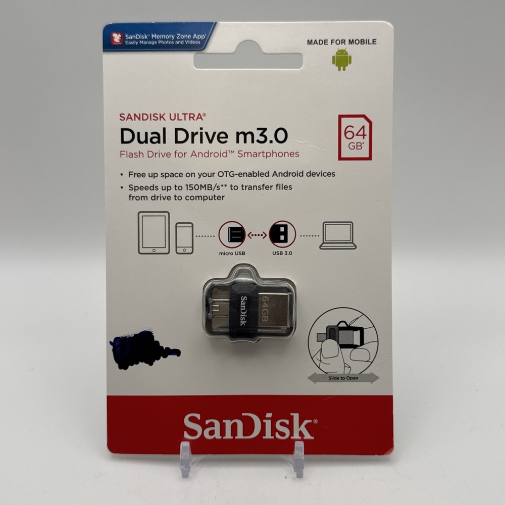 SanDisk Ultra Dual 64GB USB Drive 3.0 Flash Drive for Android Smartphones